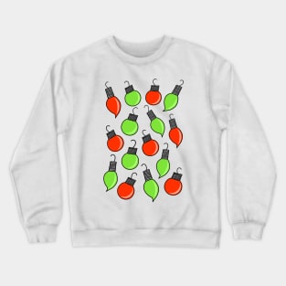 Red and Green Christmas Ornaments Cartoon Pattern on a White Backdrop, made by EndlessEmporium Crewneck Sweatshirt